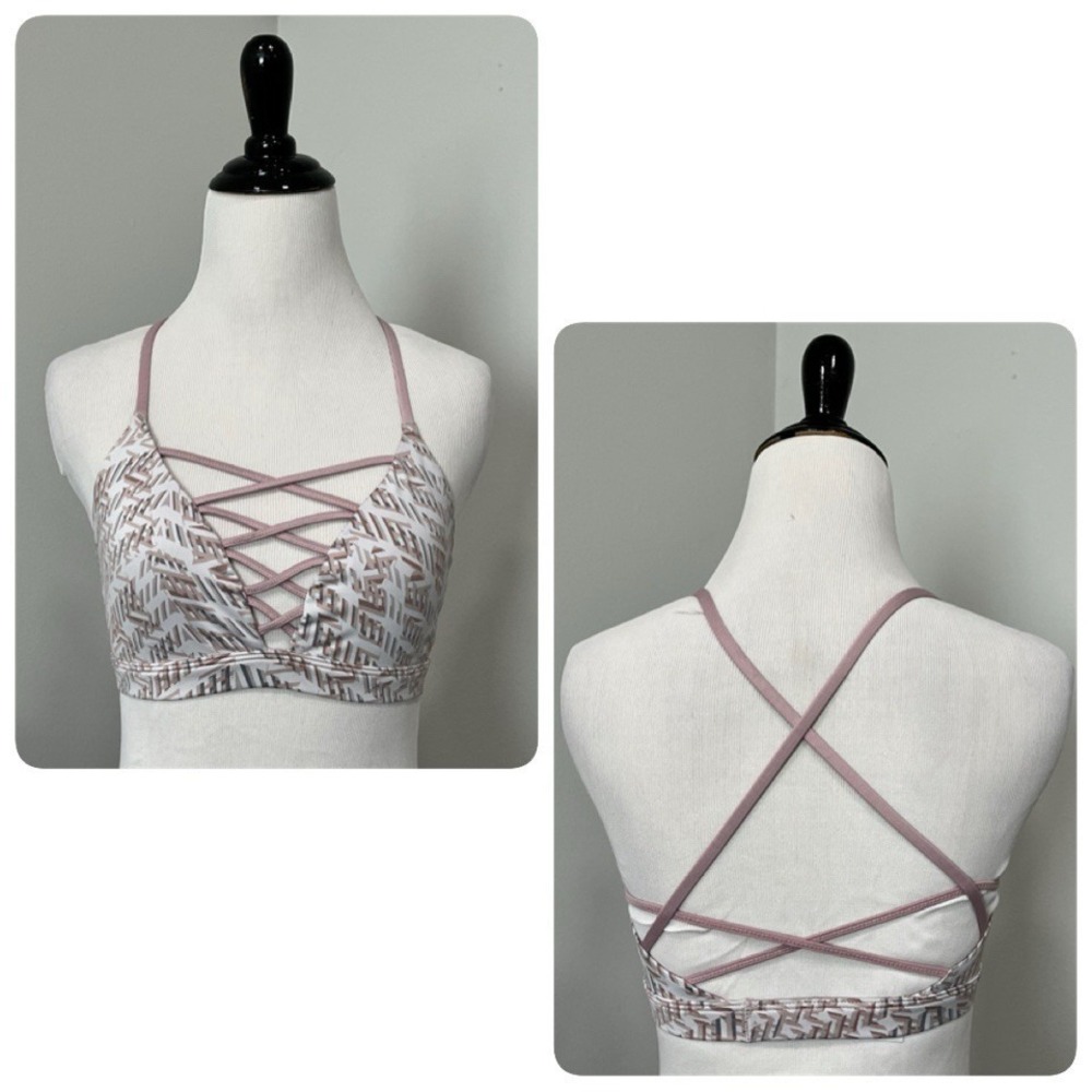 Victoria Secret Sport Bra S Pink Strappy Yoga Seamless Lounge Comfort‎ Cutout